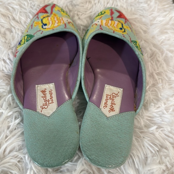 Vintage  elizabeth turner embroidered tropical print mules size 7 - Picture 5 of 7